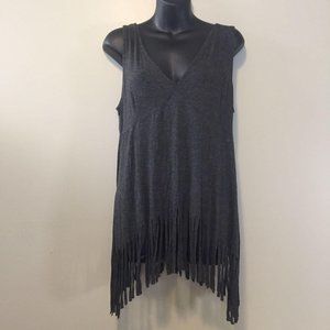 Color Lounge Womens XL Gray Fringe Tank Top